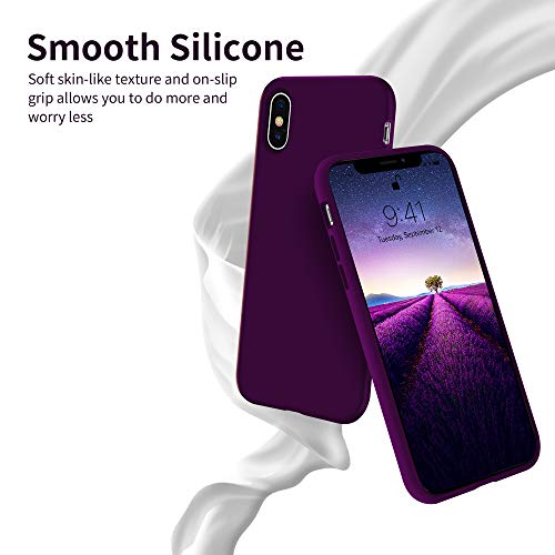 OTOFLY Funda de goma de gel de silicona líquida a prueba de golpes para iPhone Xs/iPhone X, antiarañazos y huellas dactilares, compatible con iPhone X/iPhone Xs de 5.8 pulgadas (2018), (morado)
