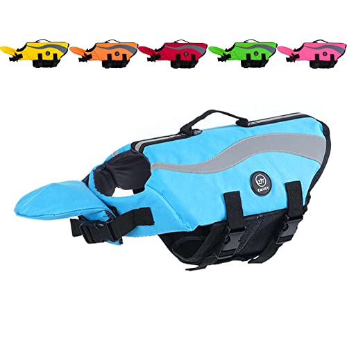 EMUST Chalecos salvavidas ajustables para perros pequeños con flotabilidad mejorada, chaleco de natación para perros pequeños con mango de rescate duradero, azul, XS