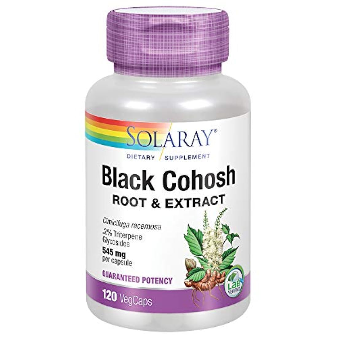 Solaray Cohosh Negro raíz Suplemento, 545 mg, 120 unidades