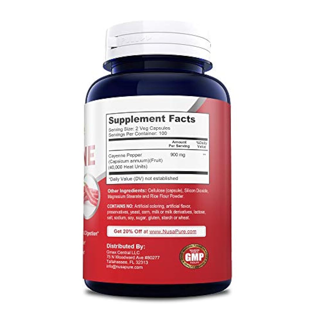 Mejor pimienta de cayena 900 mg 100 ° Cápsulas