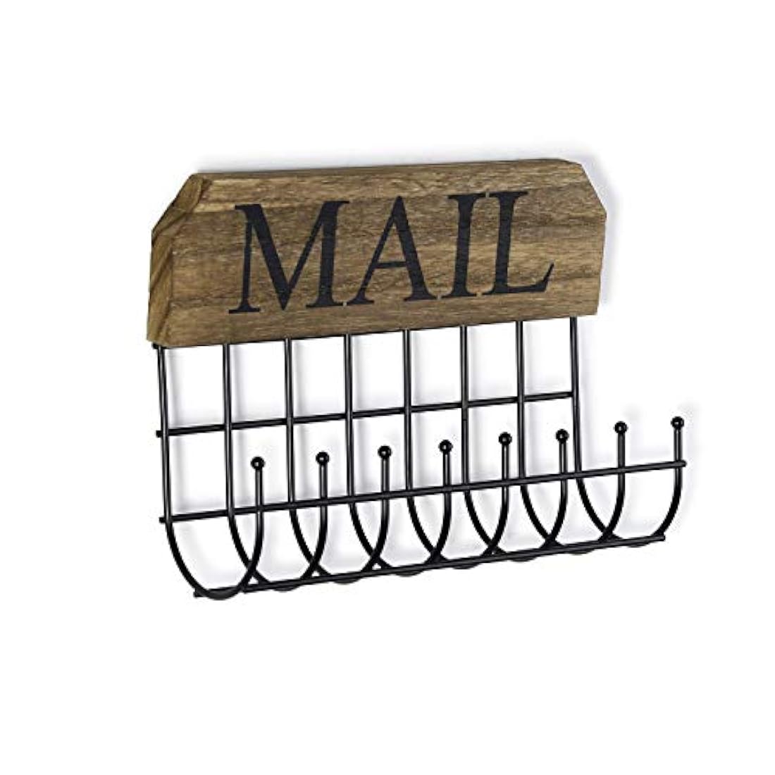 SRIWATANA - Soporte rústico para cartas de correo, organizador de correo, para pasillo y decoración del hogar, diseño de ganchos de hierro