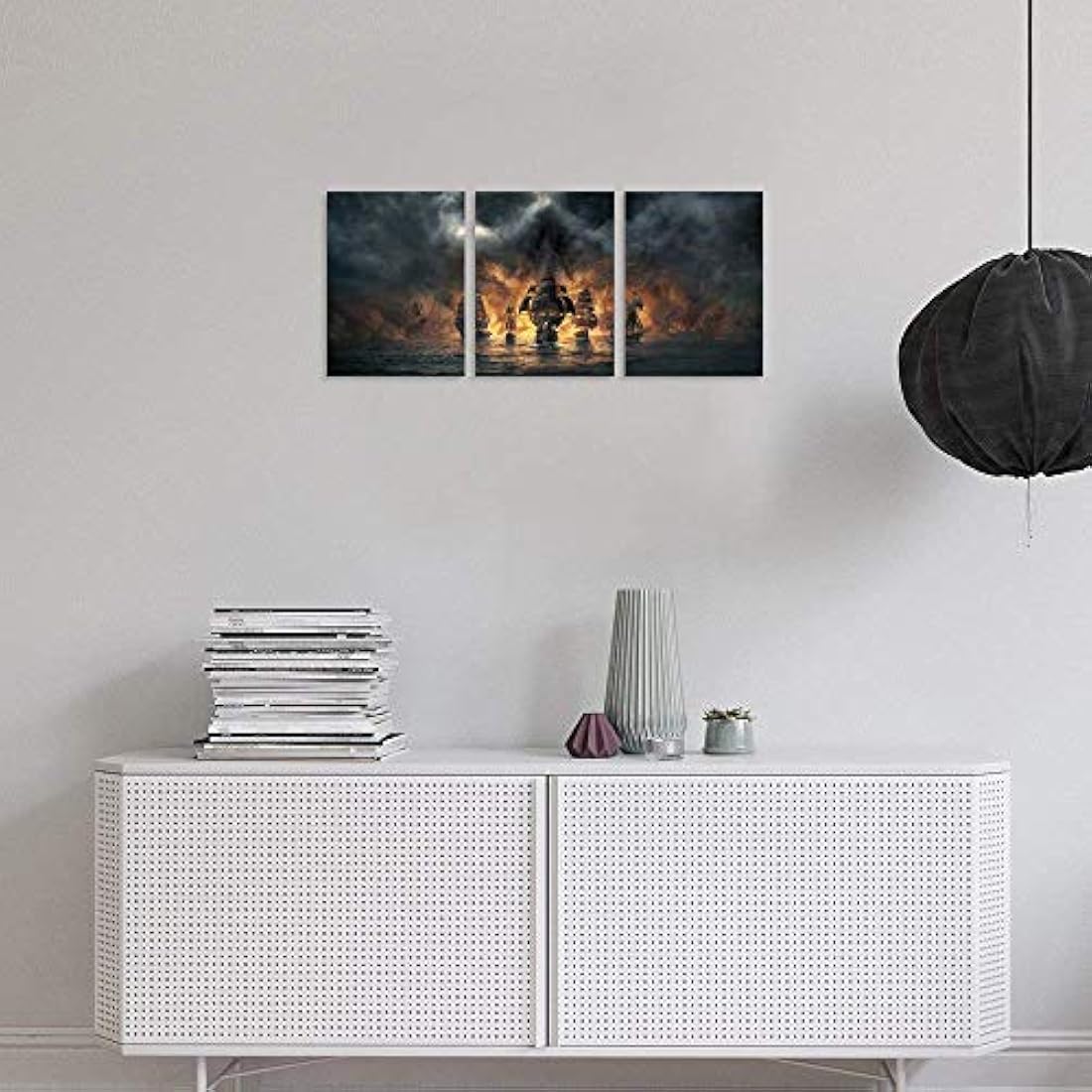 TutuBeer 3 paneles pirata barco decoración lienzo impresión