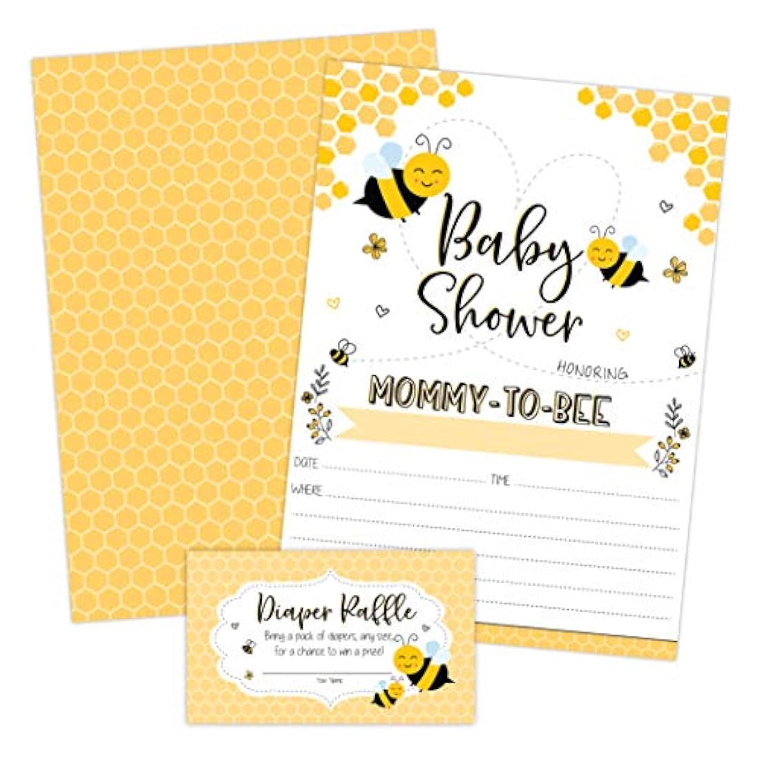 Invitaciones de mamá a abeja, color amarillo neutro