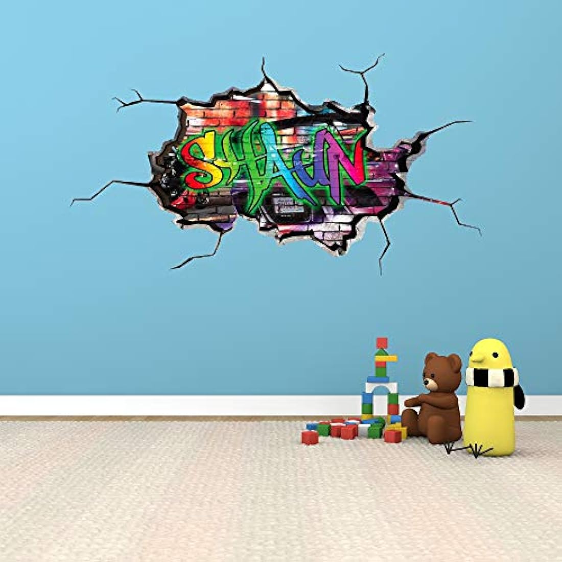 Vinilos Decorativos para pared con diseño de graffiti en 3D