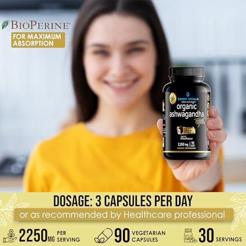 Suplemento de Ashwagandha Orgánico 2250 mg - 90 Cápsulas