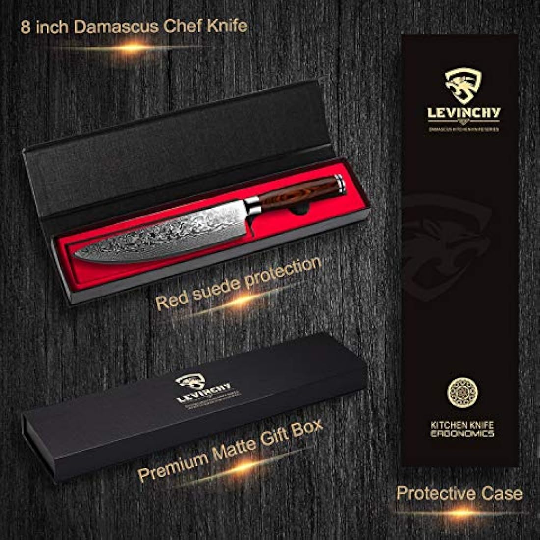LEVINCHY cuchillo de chef profesional de 8.0 in,