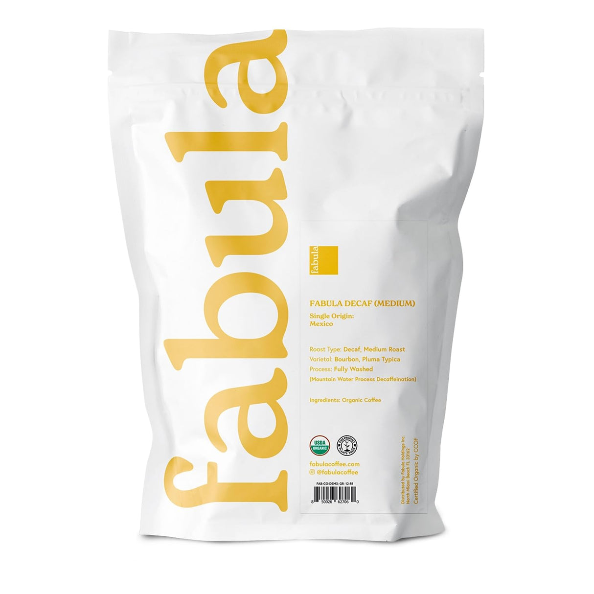 Café Decaf Orgánico Fabula, Bajo Acidez, 12 Oz, Tueste Medio