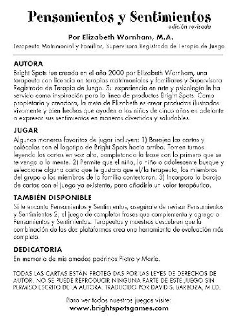 Pensamientos y sentimientos: Una tarjeta de oración