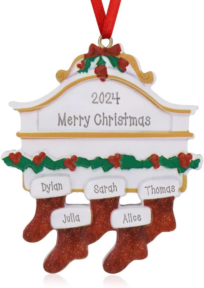 Adornos Navideños Personalizados 2024 - 5 Nombres para Familia