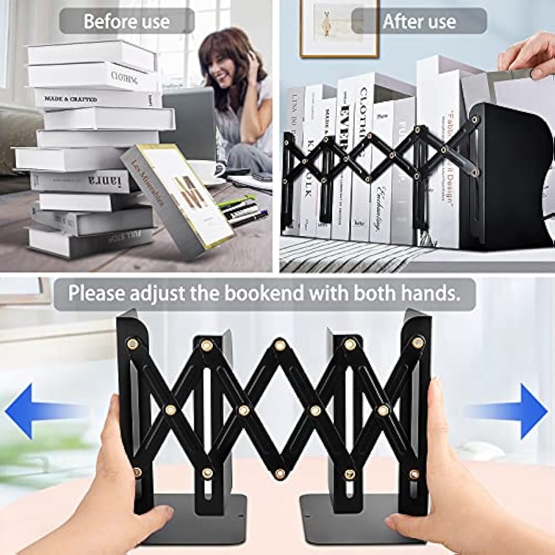 Sujetalibros Extremos de libro ajustables para decoración