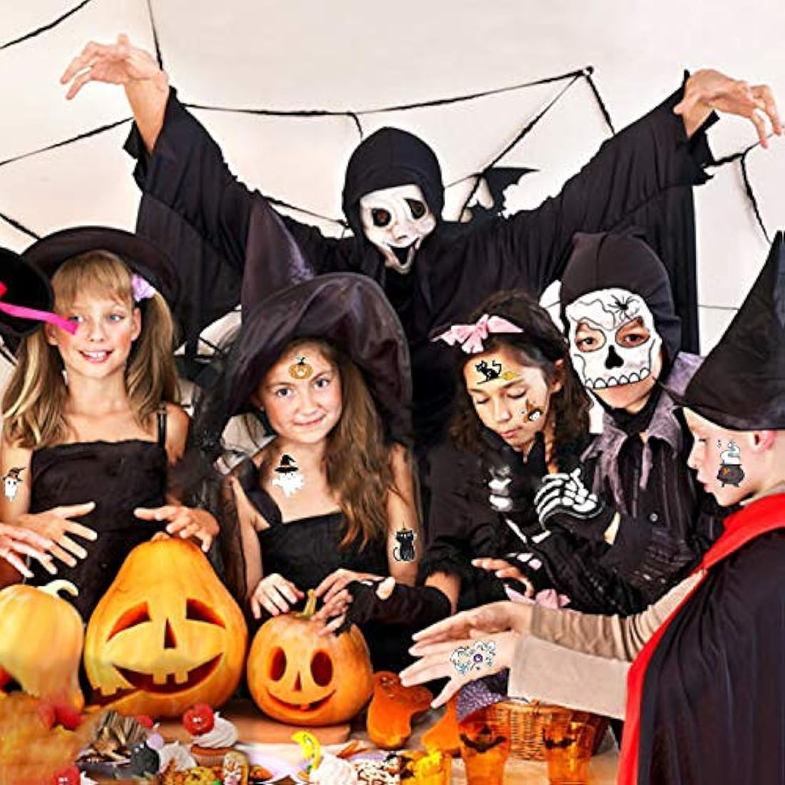 10 hojas luminosas de tatuajes temporales de Halloween