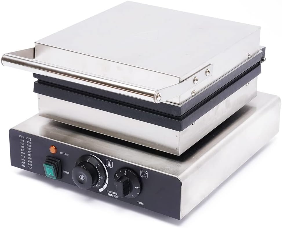 Máquina de Waffles Comercial, 110V, Antiadherente, Control T°
