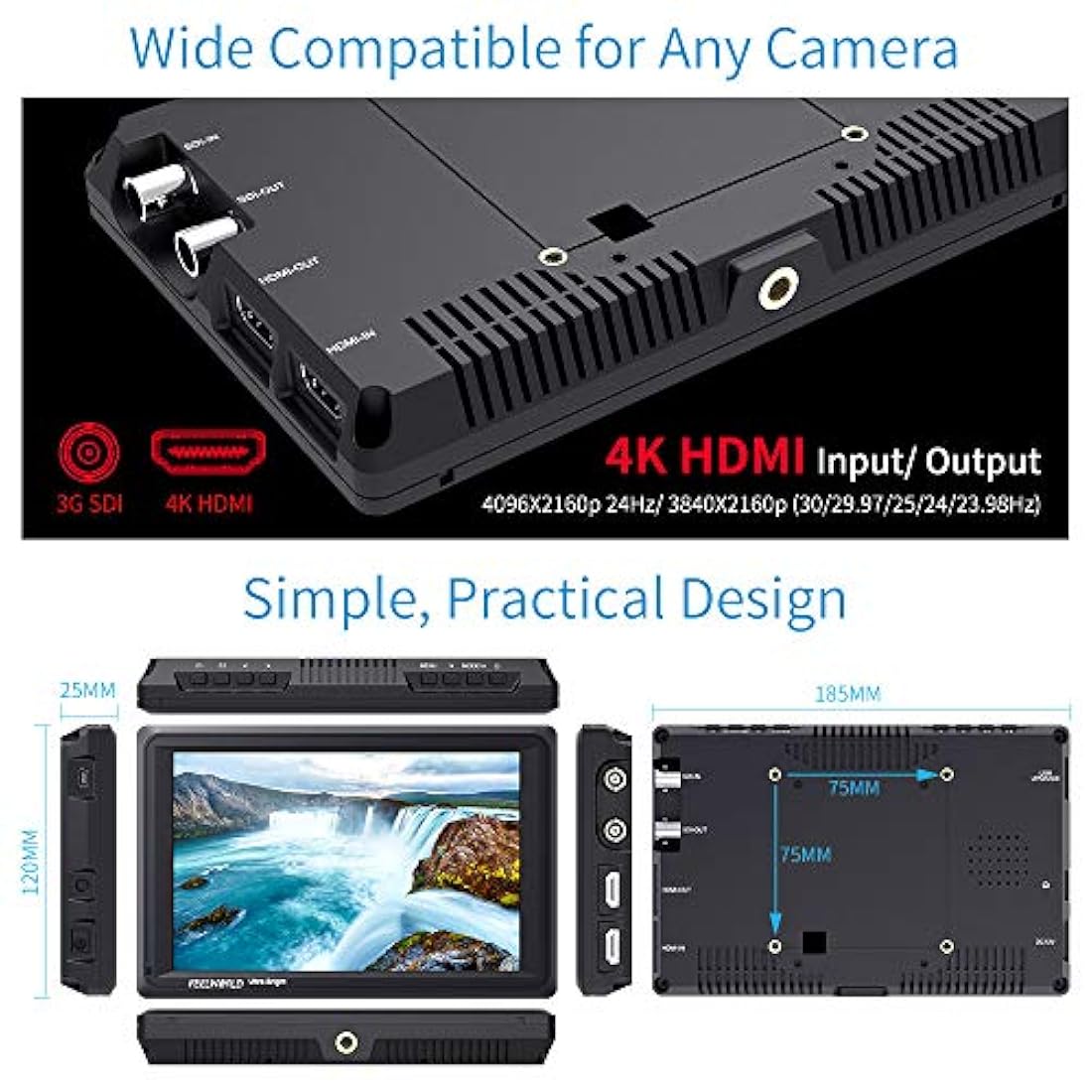 câmara monitor reproducción video, profesional