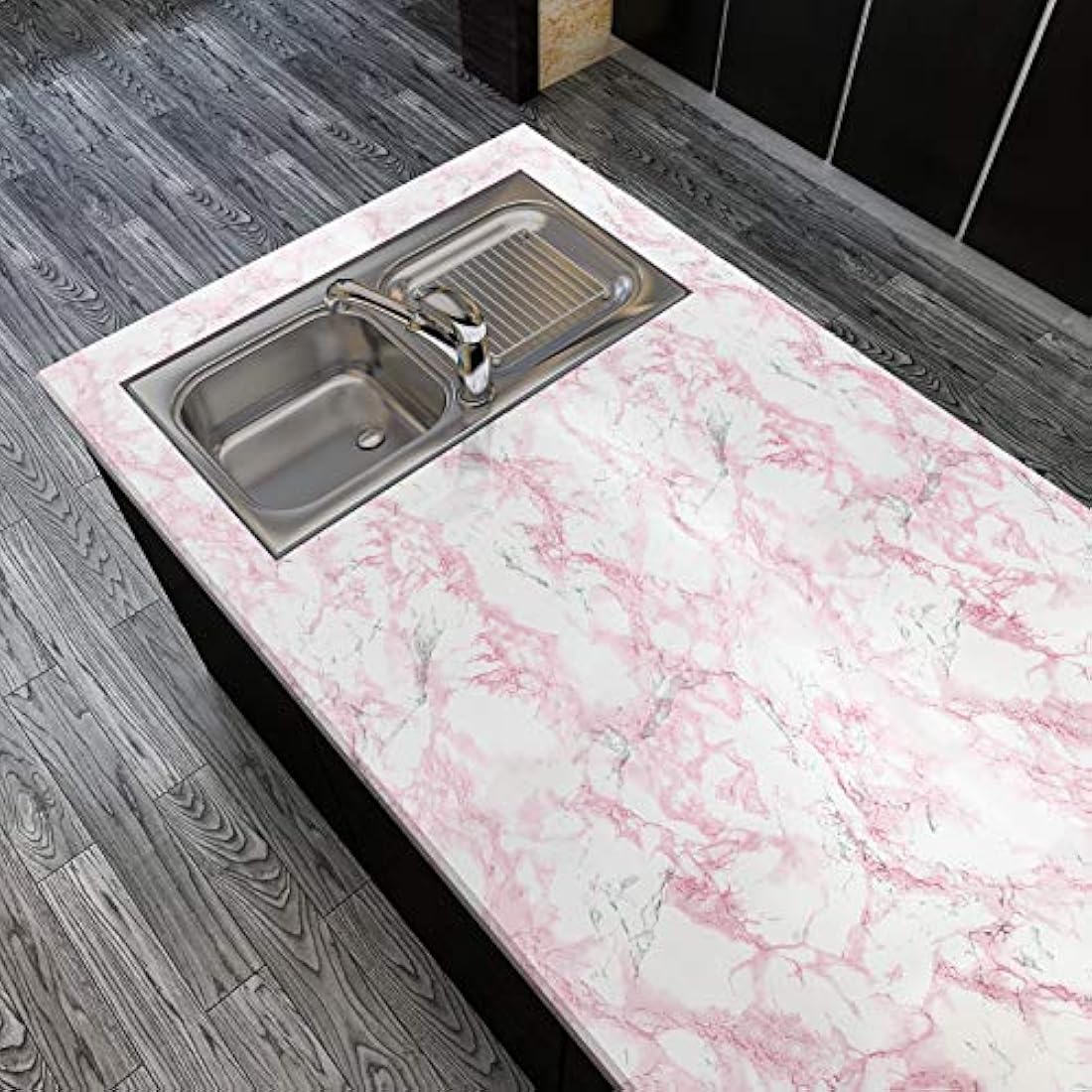 Vinilo autoadhesivo decorativo tipo mármol rosa (15.7x236)