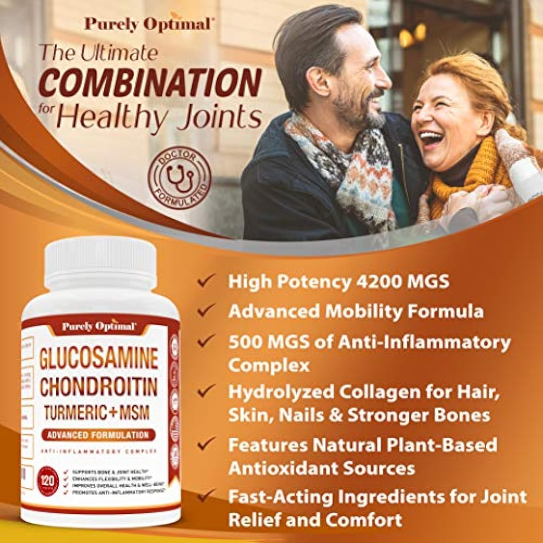 Glucosamina Premium Chondroitin MSM Suplemento tabletas con cúrcuma y Boswellia – Max Fuerza Alivio del Dolor en las articulaciones y lubricación, antiinflamatorio – Glucosamina Sulfato Suplemento en las articulaciones para hombres y mujeres