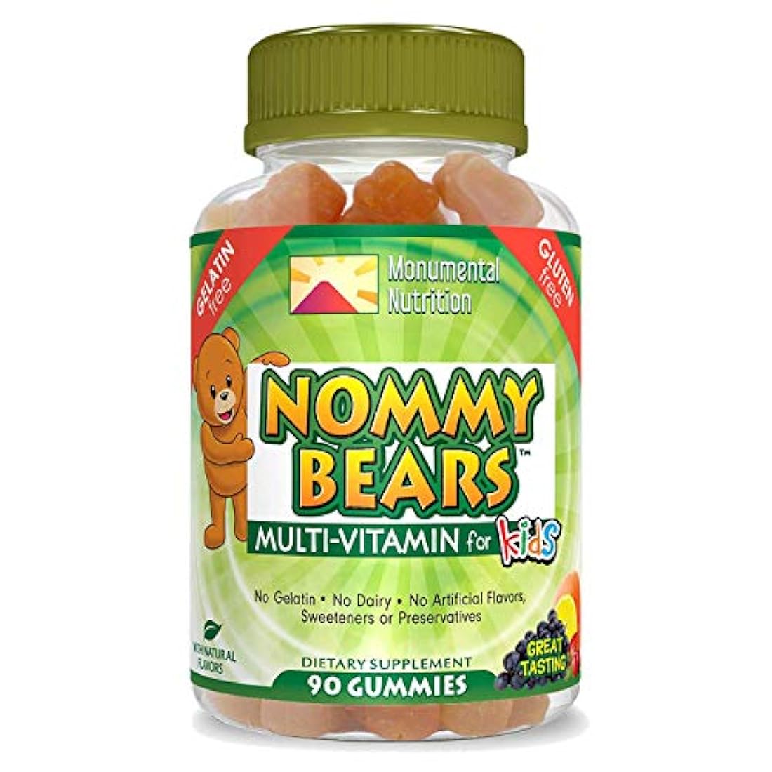 Nommy Bears - Gomitas sin gelatina multivitamina, para niños, adolescentes, adultos, 5 deliciosos sabores, 11 esenciales, sin gluten, halal/kosher, aprobado para mamá, formas de oso vegetariano