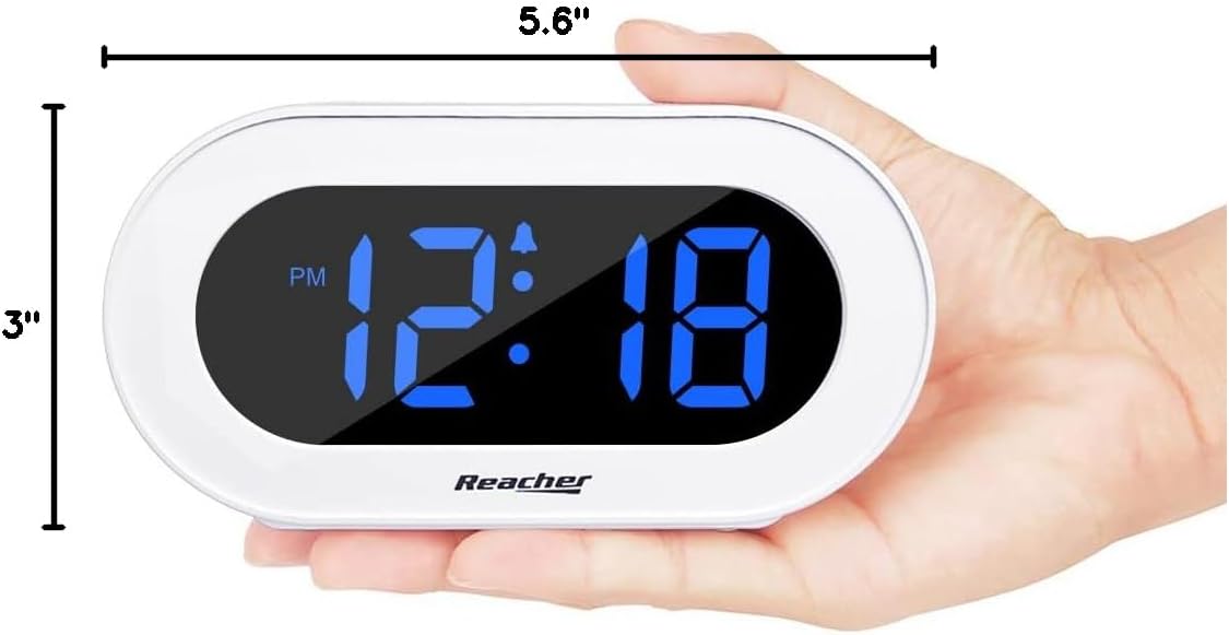 Reloj despertador digital LED compacto con snooze y regulador