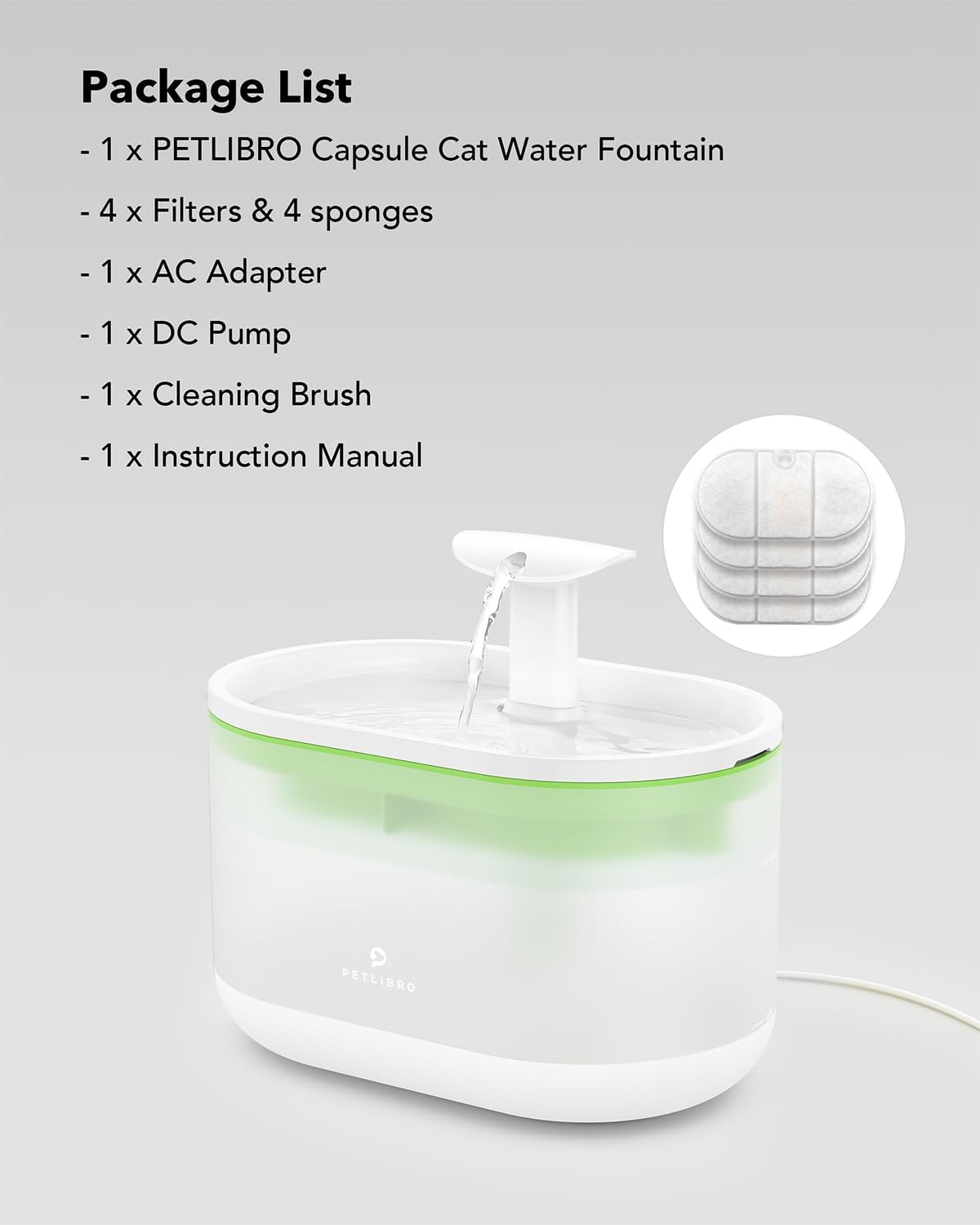 Fuente de agua sin BPA de 2,1 L para gatos PL-WF002 PETLIBRO