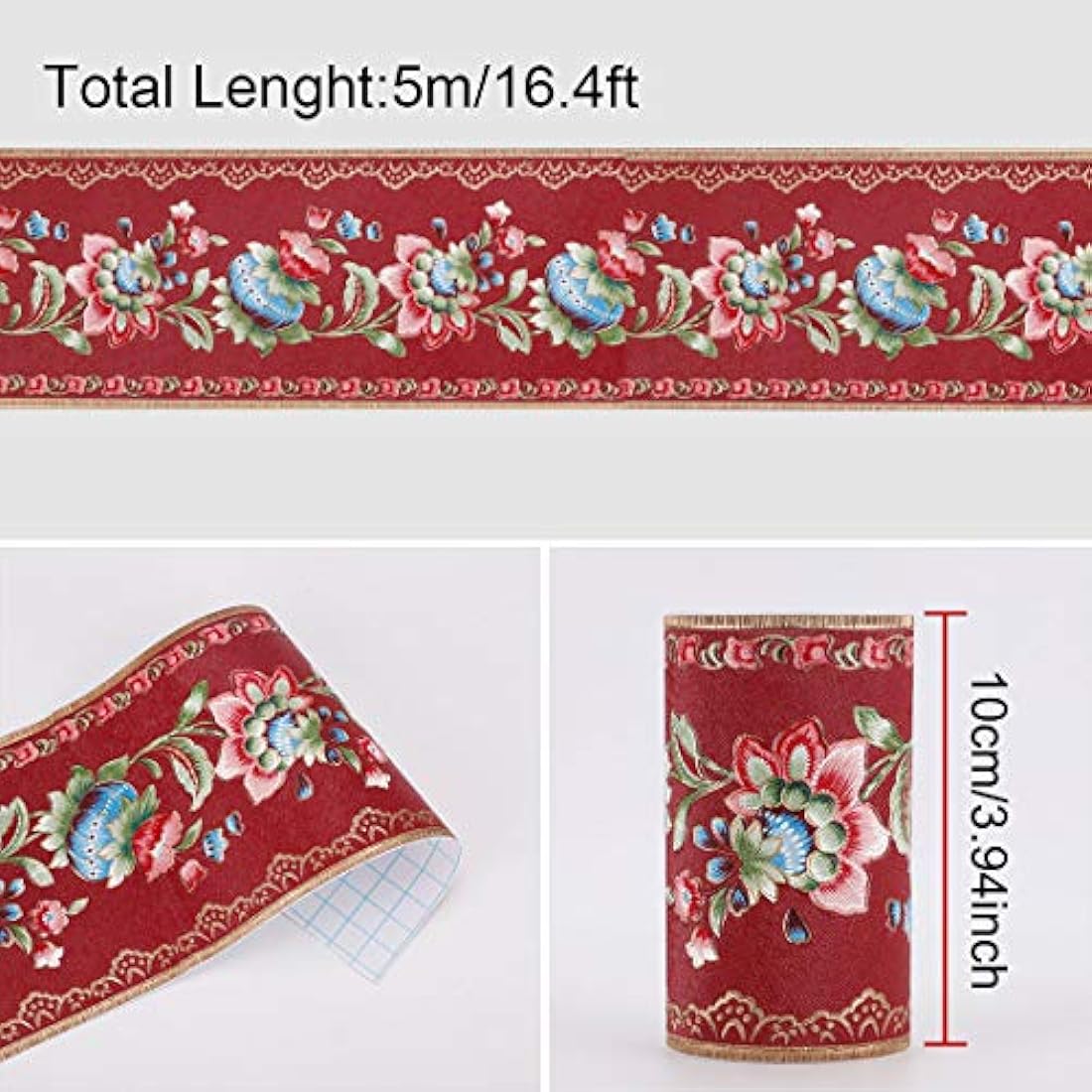 Borde de papel de pared 3D autoadhesivo, revestimiento para cocina