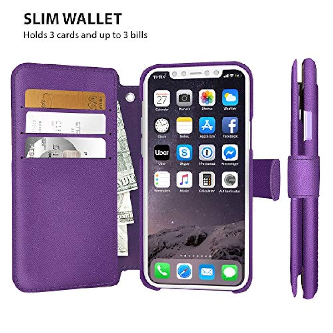 LUPA - Funda tipo cartera para iPhone 11, 11, Púrpura