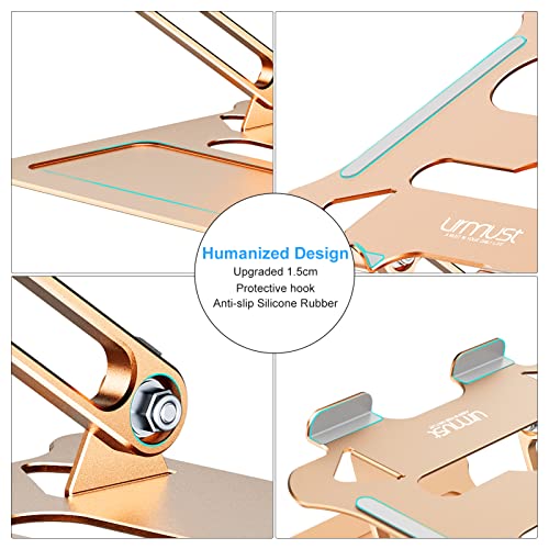 Urmust Soporte ajustable para portátil portátil Ultrabook Stand Riser portátil compatible con MacBook Air Pro HP Dell XPS Lenovo todos los portátiles de 10 a 15.6 pulgadas (dorado)