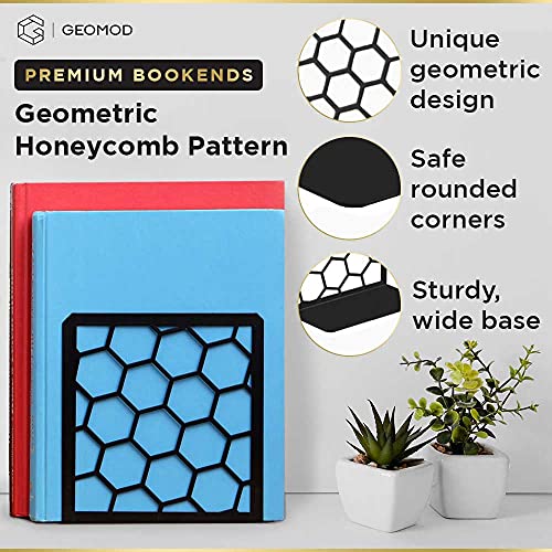 Sujetalibros premium geométricos nido de abeja metal libro extremos (turquesa, 1 par)
