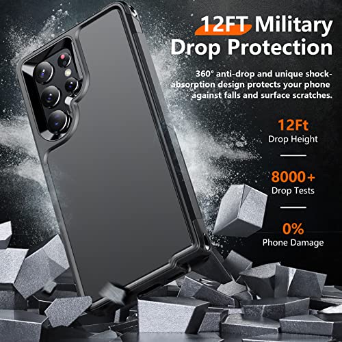 Temdan Funda para Samsung Galaxy S22 Ultra, resistente a los golpes, protección contra caídas de grado militar de 12 pies, protección mejorada para airbag, parte trasera dura con parachoques suave, resistente y resistente protección de cuerpo completo