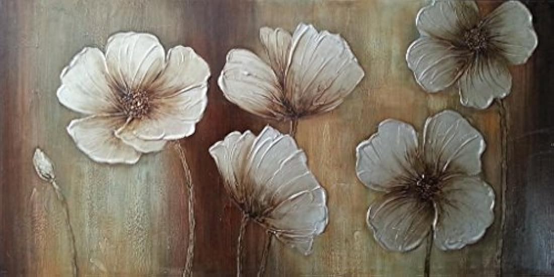 Wieco Art - Lienzo pintado a mano, diseño de flores