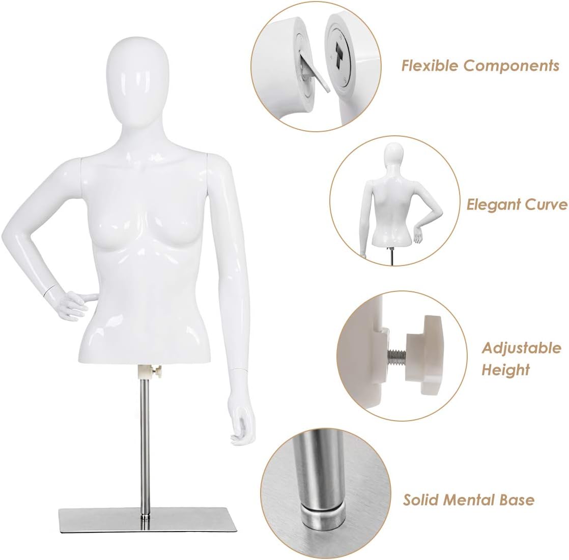 Torso Maniquí Femenino Giantex Altura Ajustable con Soporte