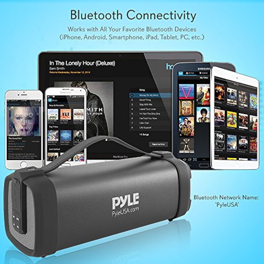 Parlante Portátil negro con Bluetooth PYLE-HOME PBMSQG5