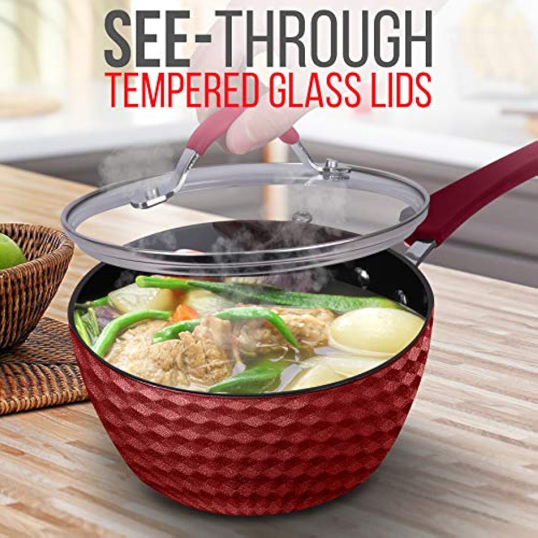 Olla con tapa antiadherentes NUTRICHEF PRTNCCW11RDDSP