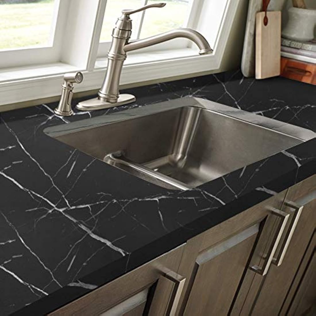 Papel de contacto de mármol negro cocina encimeras