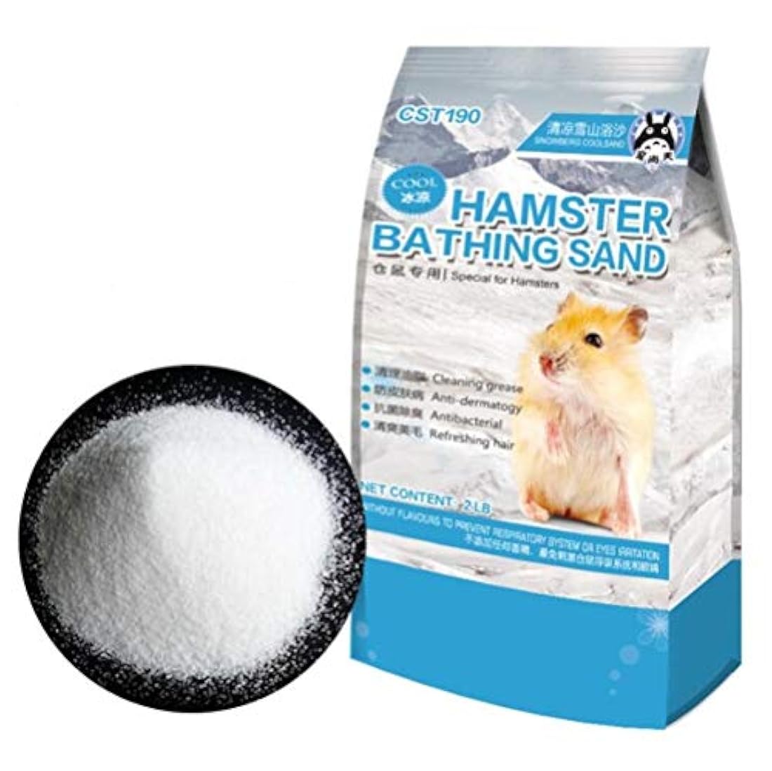Arena de baño de hámster, arena de gerbil, para pequeños amigos, granja, chinchilla, polvo, arena para baño (2LB) (arena de hamster) (polvo de arena de baño de hamster (A))
