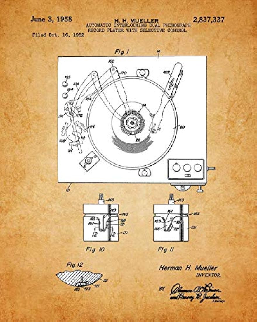 Impresiones de arte de pared de patente de reproductor