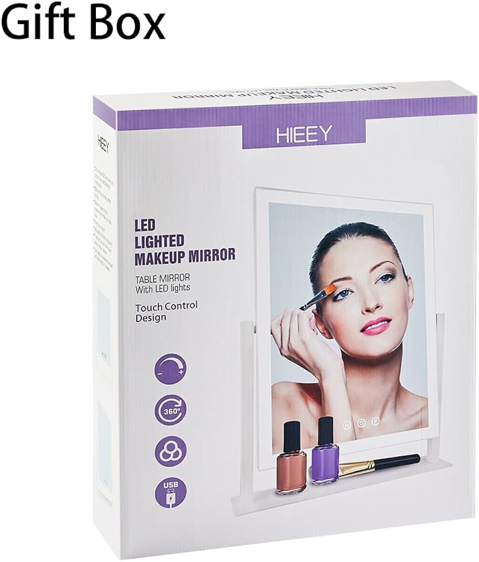 Espejo de maquillaje iluminado con luces tres modos HIEEY