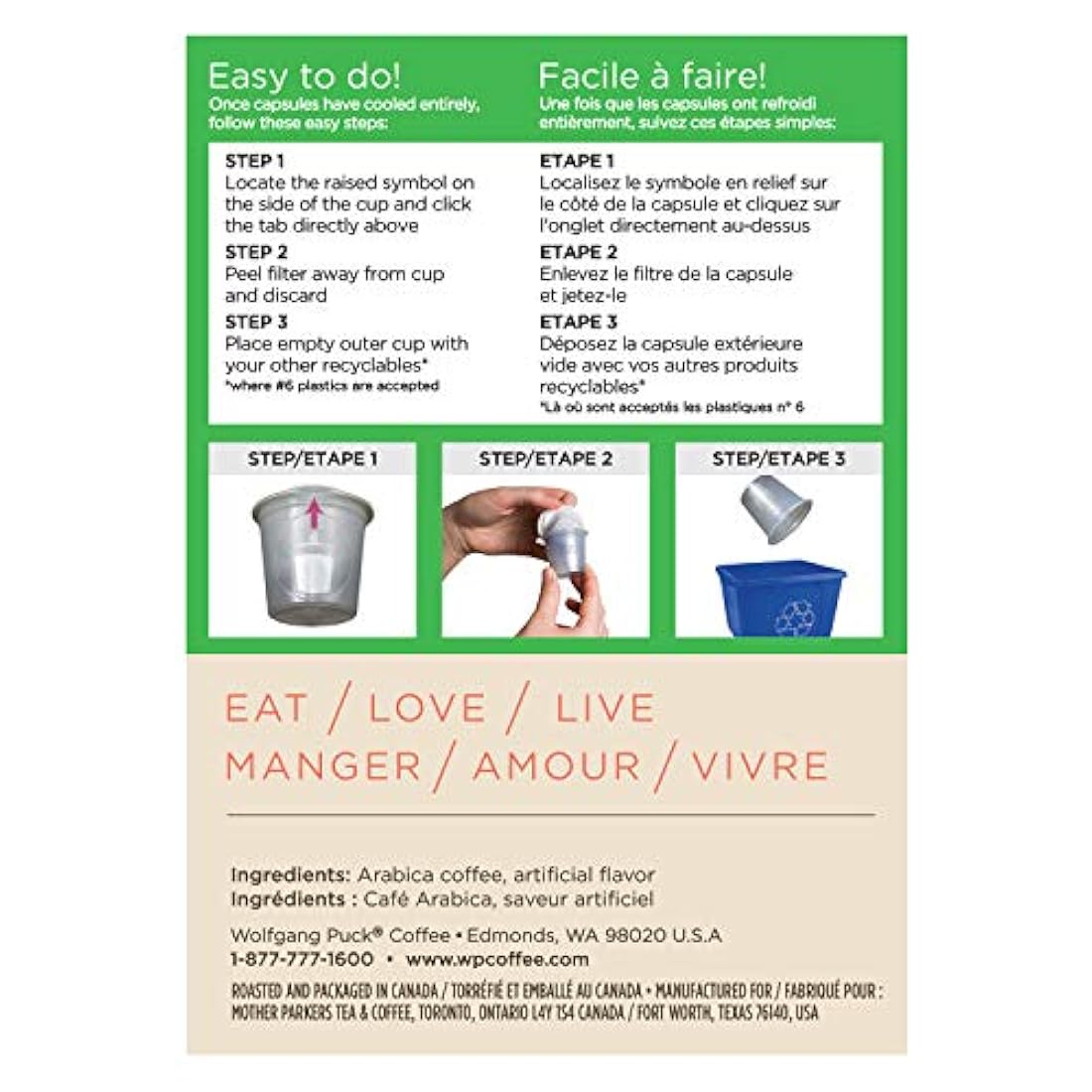 Café en porciones individuales Wolfgang Puck