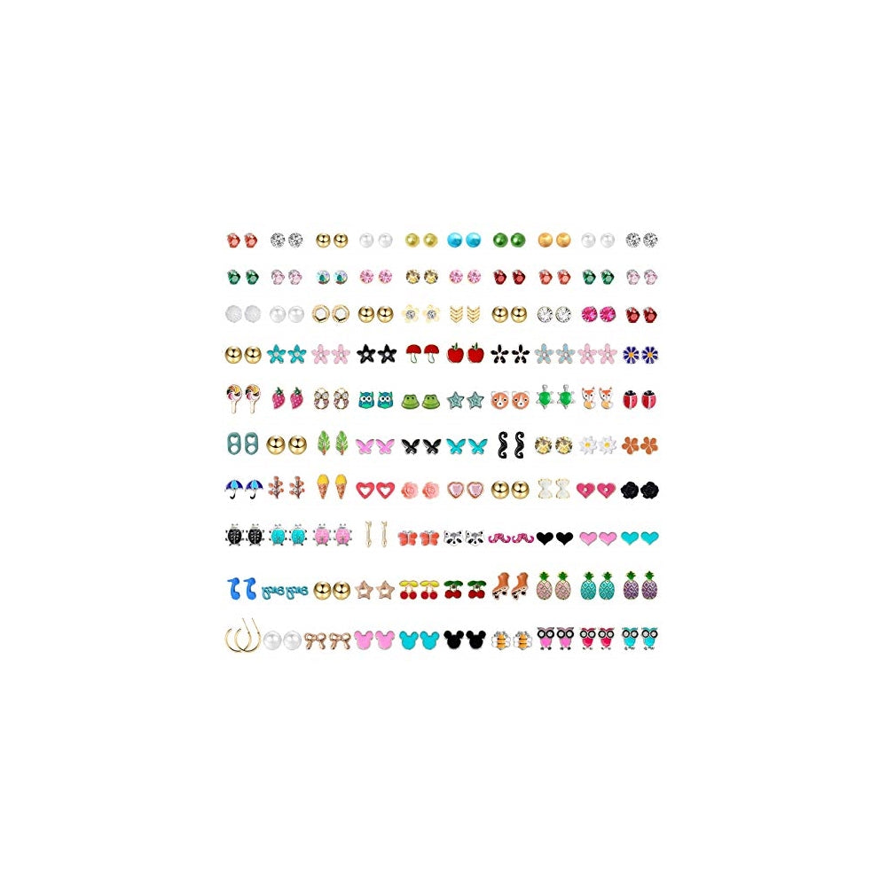 Aretes de acero hipoalergénicos coloridos 100 pares