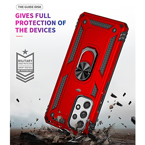 Yiakeng Funda para Samsung Galaxy A53 5G con protector de pantalla HD, fundas protectoras de grado militar con anillo para Samsung Galaxy A53 5G (rojo)