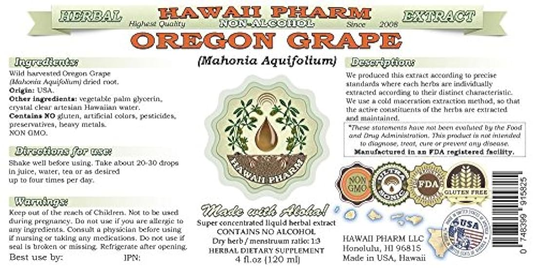 Extracto líquido sin alcohol de uva HawaiiPharm