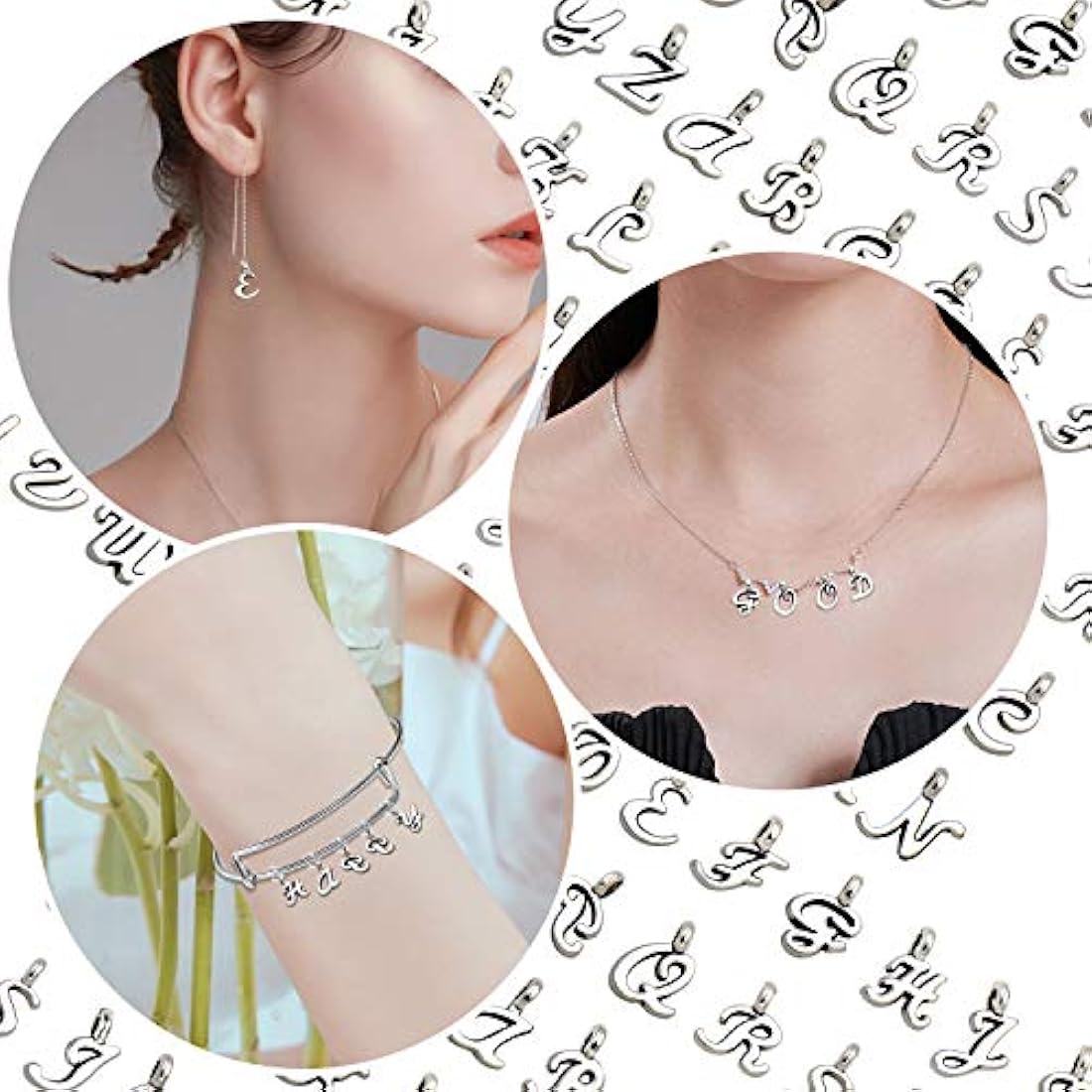 Dijes y Medallas 156 piezas / 6 juegos de alfabeto ABC