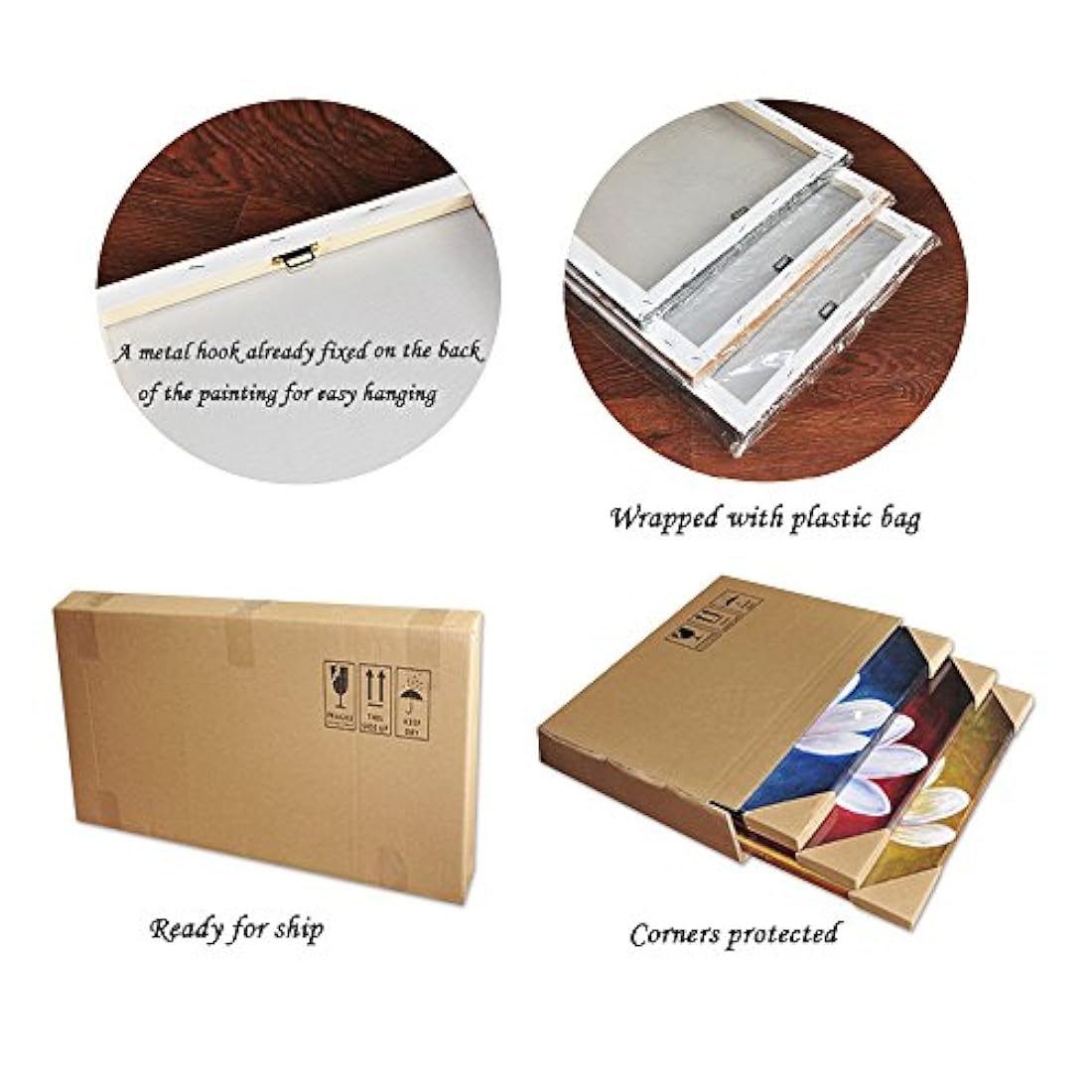 3 paneles pintados a mano al óleo abstractas