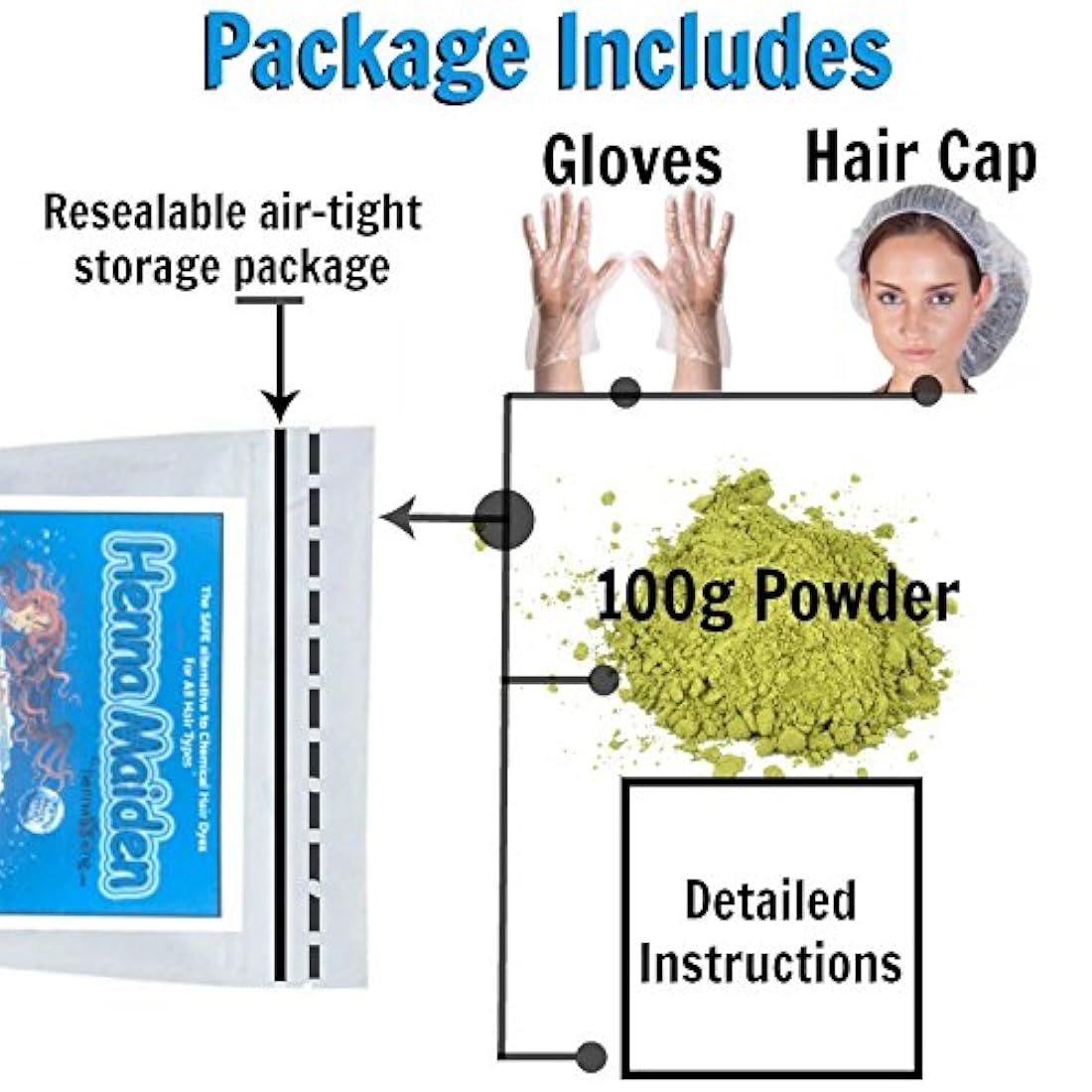 Tintura para el cabello y las cejas Henna Maiden