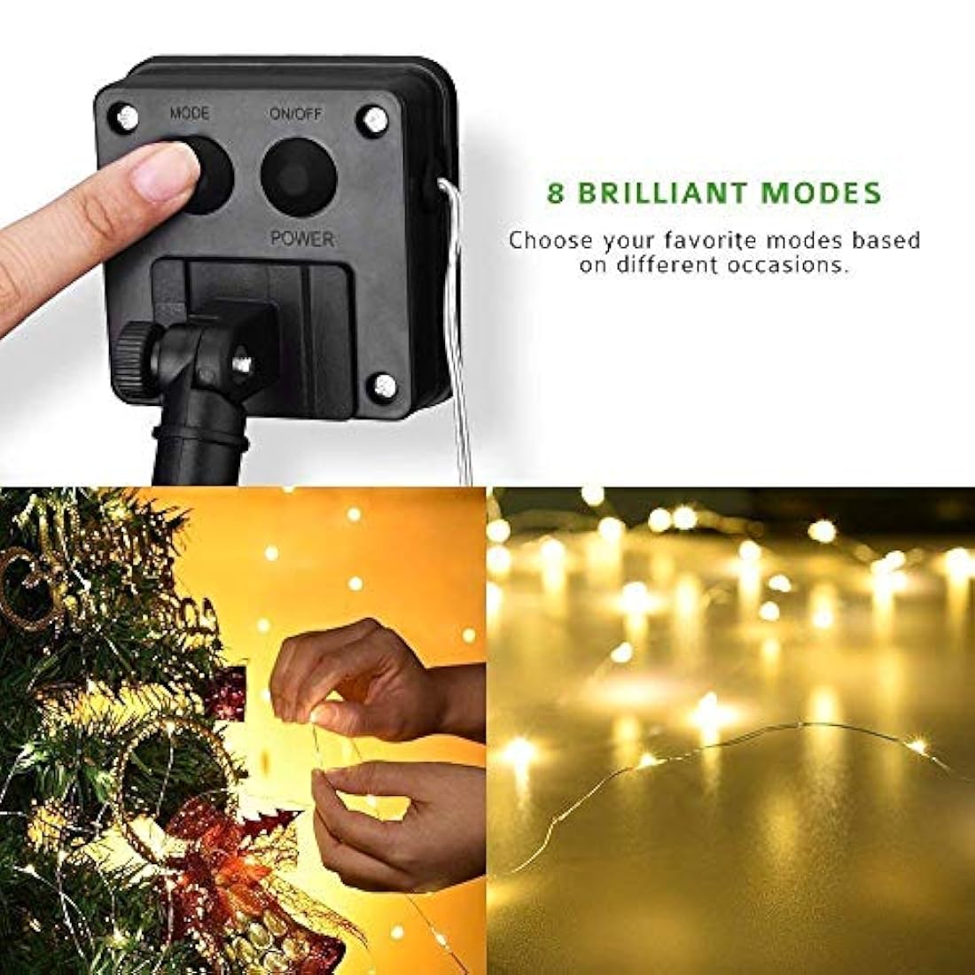 BOLWEO 2 unidades de luces solares con cadena de luces,