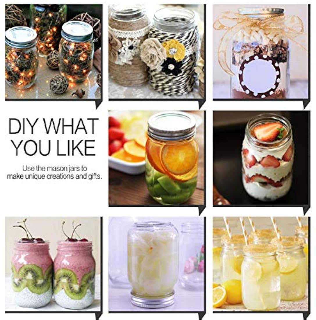 Tarros Mason 16 oz con tapas y bandas regulares