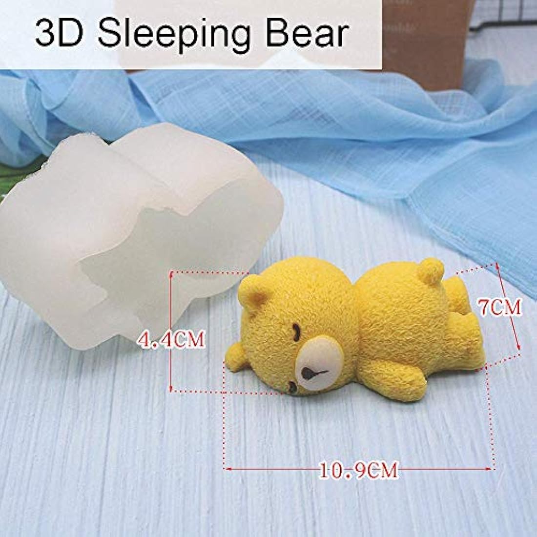 Molde de silicona para jabón en 3D con diseño de oso dormido, para mousse, pastel, gelatina, helado, chocolate, caramelo, yeso