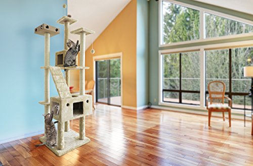 Casa del árbol para gatos, área de juegos de dos pisos