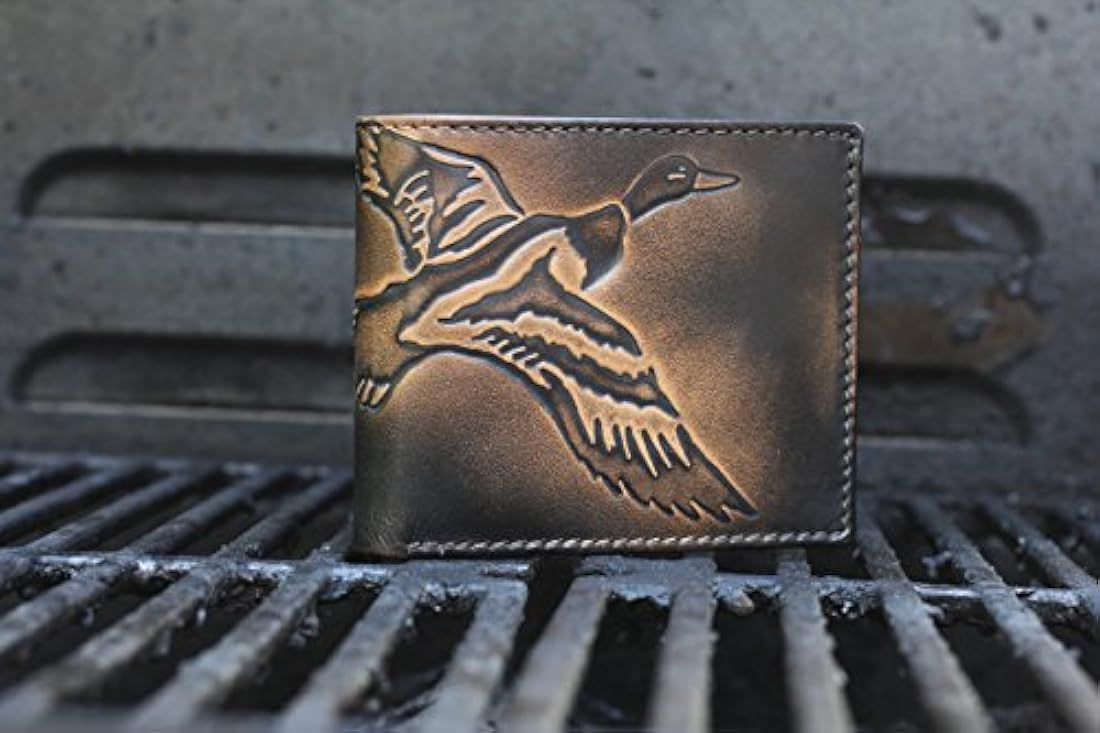 Cartera de piel para hombre con diseño de pato