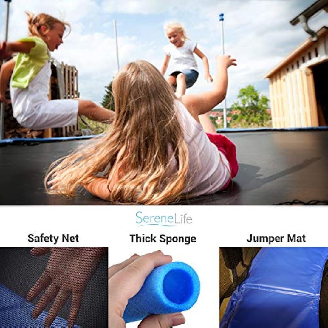 Trampolín para niños de patio trasero SERENELIFE SLTRA8BL