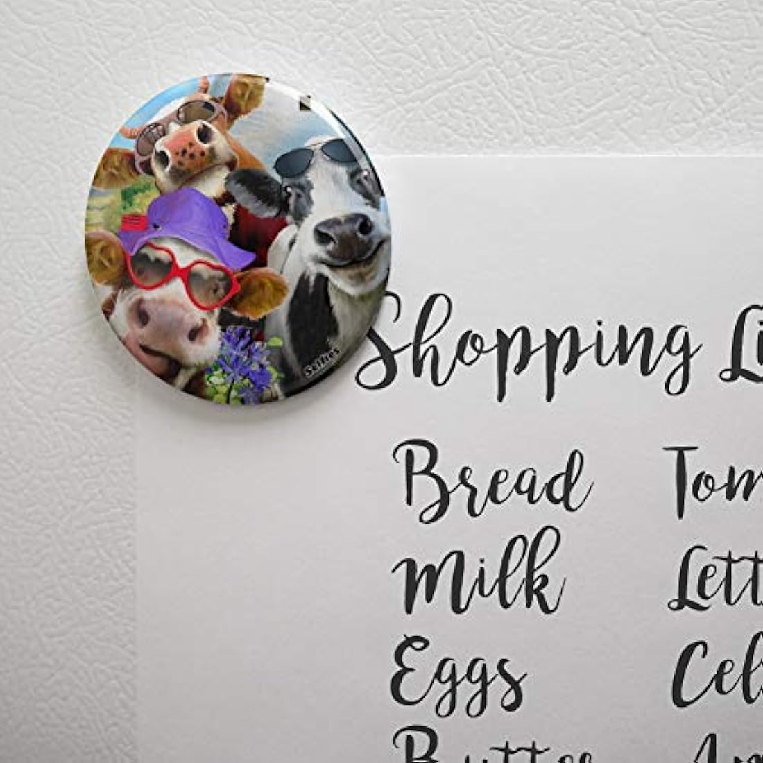 Imán de botón para nevera - Udderly Cool Cow Farm Selfie