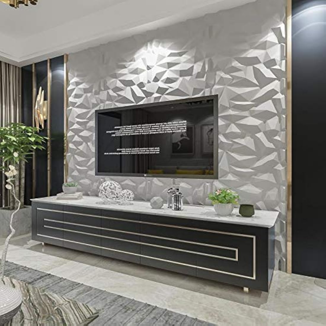 Panel de pared de PVC 3D con diamantes